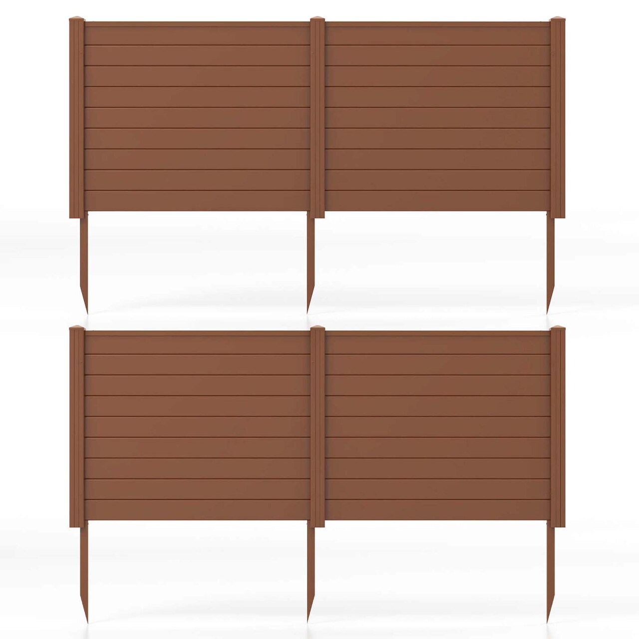 Costway 2/4 Pack 48" x 37.5" Air Conditioner Fence Screen Panel Kit with 3 Ground Stakes Brown